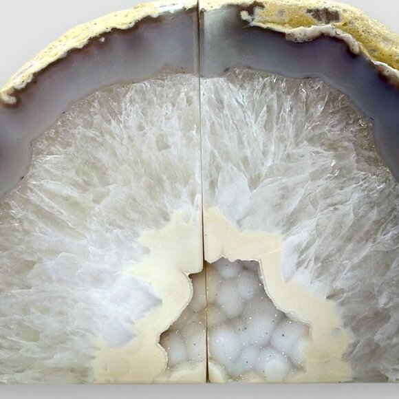 Agate Bookends Crystal Geode Center Natural Stone Book End Bookshelf Decor  (MO) - Picture 4 of 10